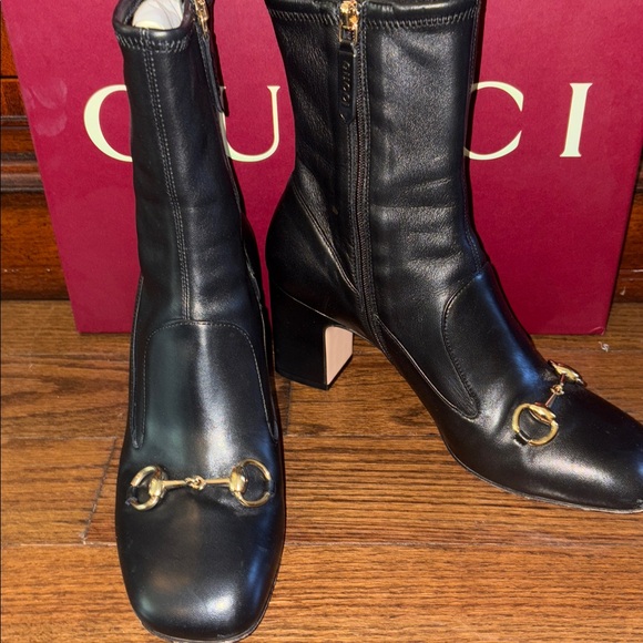 EUC Womens nappa real soho Gucci Black Leather Boots- worn 1 timestill in box - Picture 1 of 16